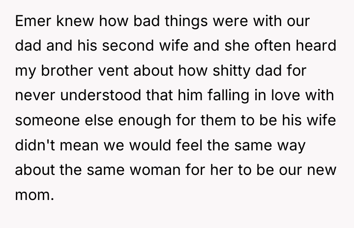 Emer knew how bad things were with our dad and...
