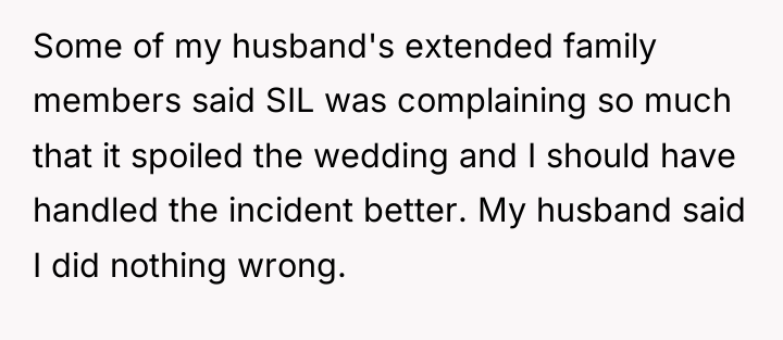 Some of my husband's extended family members said SIL was...