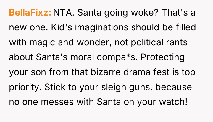 BellaFixz NTA. Santa going woke? That's a new one. Kid's...