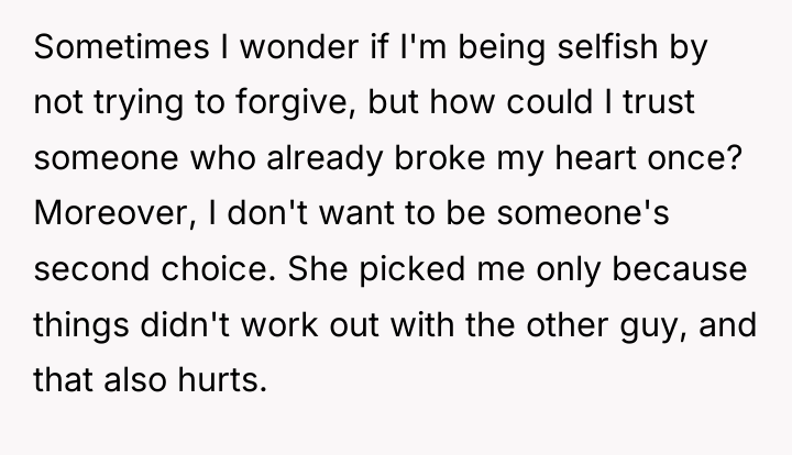 Sometimes I wonder if I'm being selfish by not trying...