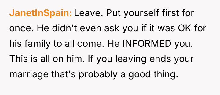 JanetInSpain Leave. Put yourself first for once. He didn't even...