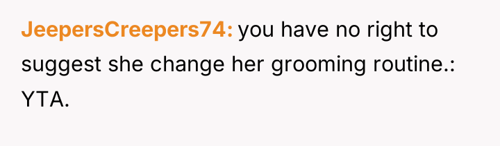 JeepersCreepers74 you have no right to suggest she change her...