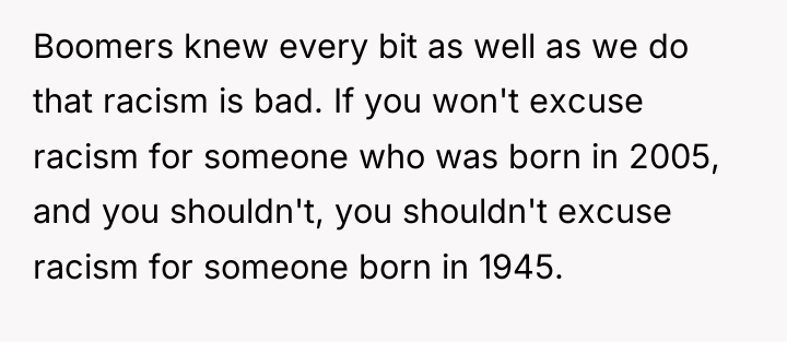 Boomers knew every bit as well as we do that...