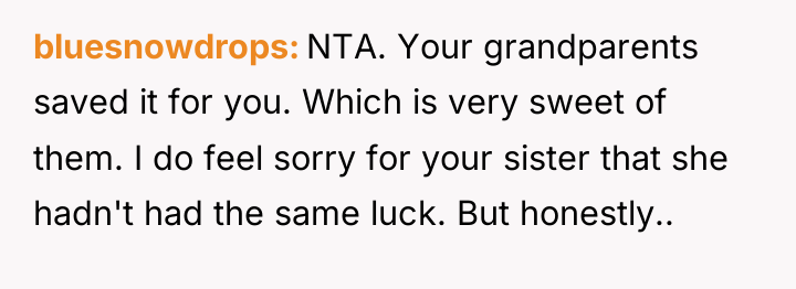 bluesnowdrops NTA. Your grandparents saved it for you. Which is...