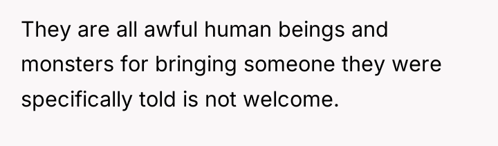 They are all awful human beings and monsters for bringing...