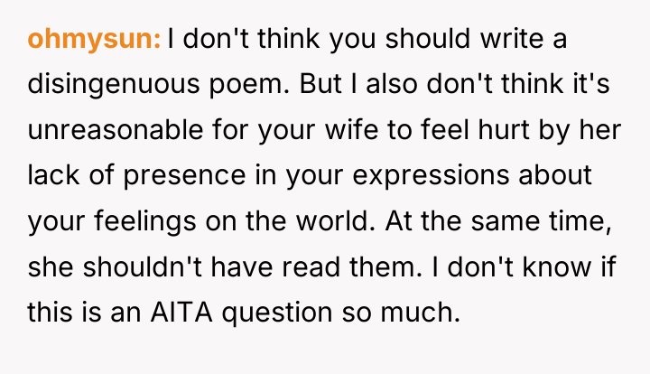 ohmysun I don't think you should write a disingenuous poem....