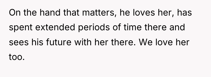 On the hand that matters, he loves her, has spent...
