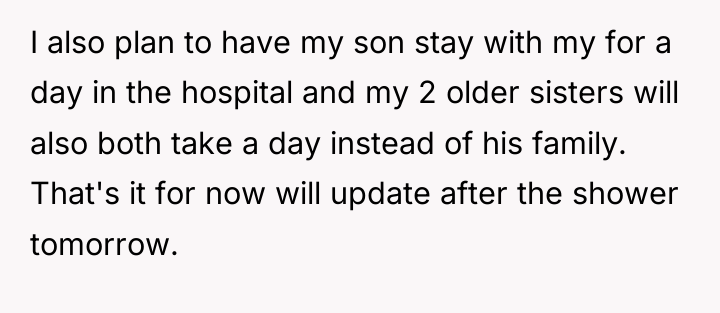 I also plan to have my son stay with my...