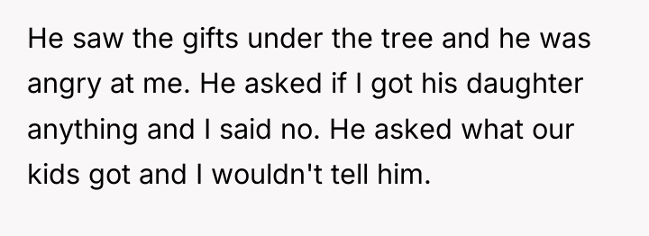He saw the gifts under the tree and he was...