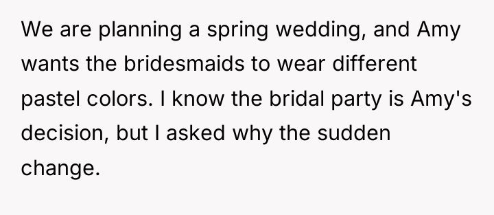 We are planning a spring wedding, and Amy wants the...