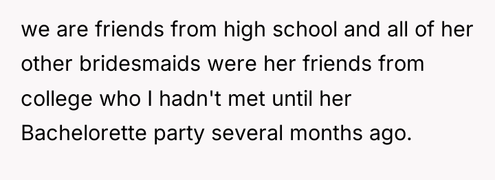 we are friends from high school and all of her...