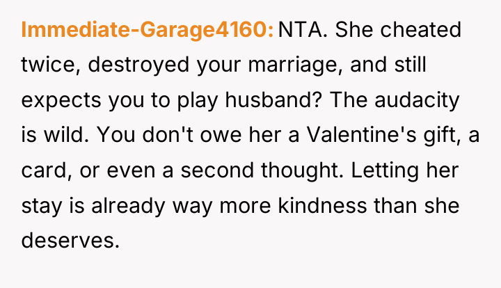 Immediate-Garage4160 NTA. She cheated twice, destroyed your marriage, and still...