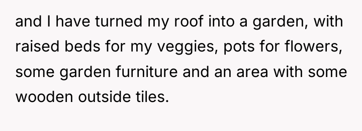 and I have turned my roof into a garden, with...