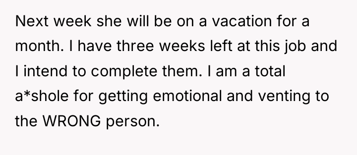 Next week she will be on a vacation for a...