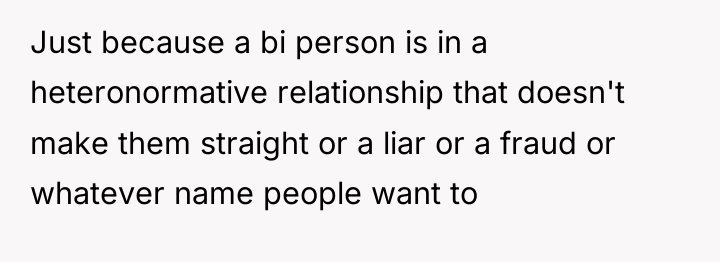 Just because a bi person is in a heteronormative relationship...