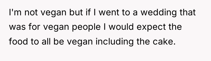 I'm not vegan but if I went to a wedding...