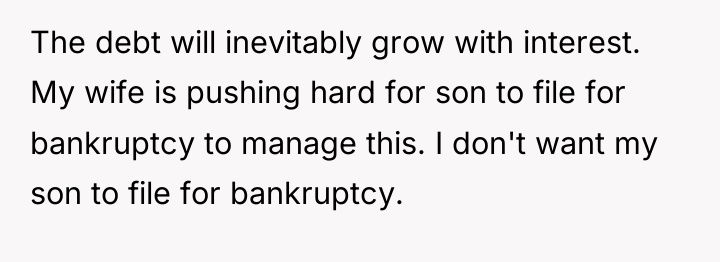 The debt will inevitably grow with interest. My wife is...