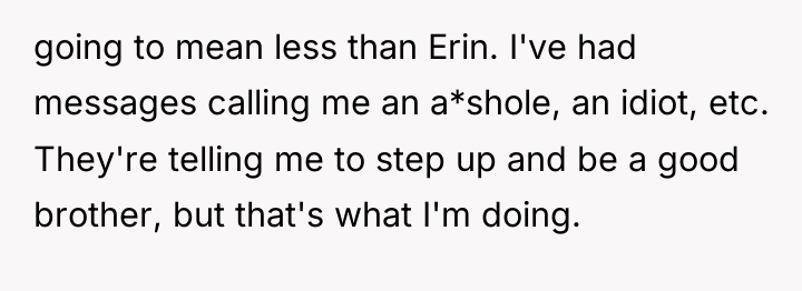 going to mean less than Erin. I've had messages calling...