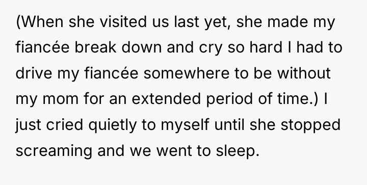 (When she visited us last yet, she made my fiancée...
