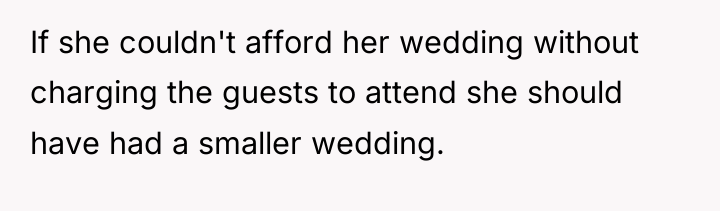 If she couldn't afford her wedding without charging the guests...