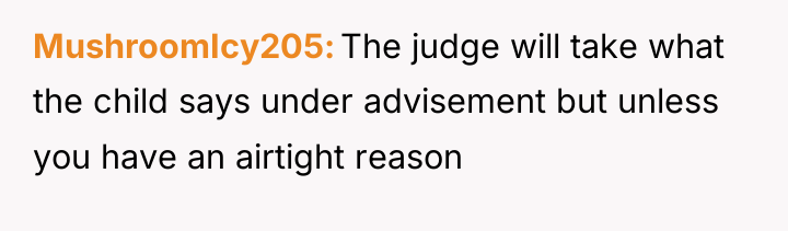 MushroomIcy205 The judge will take what the child says under...