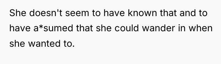 She doesn't seem to have known that and to have...