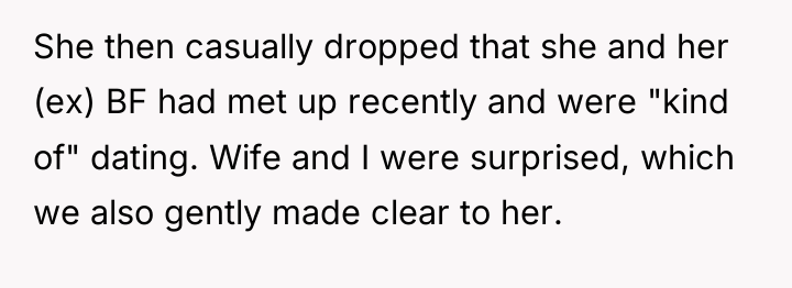 She then casually dropped that she and her (ex) BF...