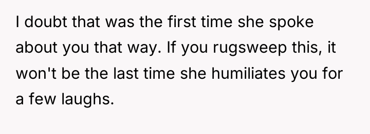 I doubt that was the first time she spoke about...