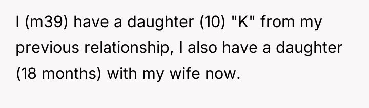 I (m39) have a daughter (10) "K" from my previous...