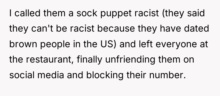 I called them a sock puppet racist (they said they...