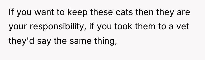 If you want to keep these cats then they are...