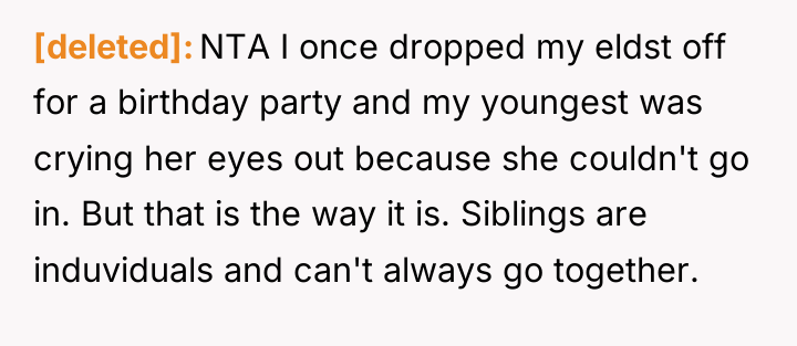 [deleted] NTA I once dropped my eldst off for a...