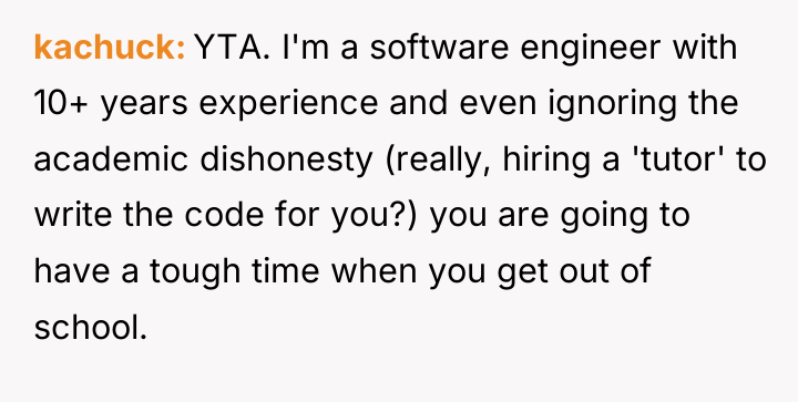 kachuck YTA. I'm a software engineer with 10+ years experience...