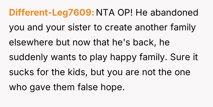 Different-Leg7609 NTA OP! He abandoned you and your sister to...