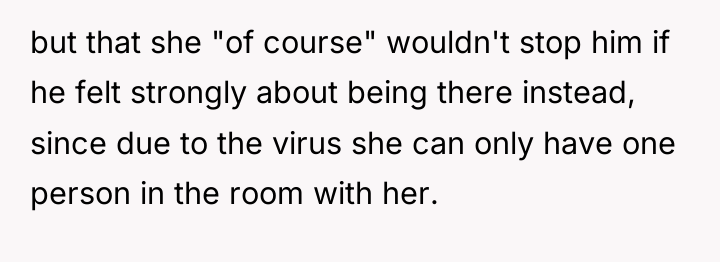 but that she "of course" wouldn't stop him if he...