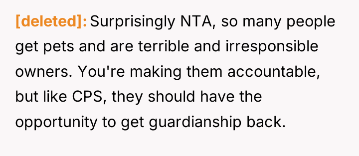 [deleted] Surprisingly NTA, so many people get pets and are...