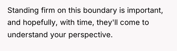 Standing firm on this boundary is important, and hopefully, with...