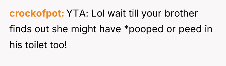 crockofpot YTA: Lol wait till your brother finds out she...