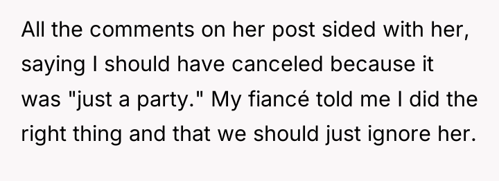 All the comments on her post sided with her, saying...