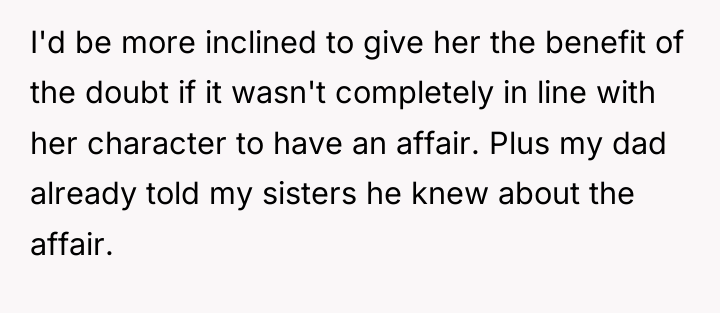 I'd be more inclined to give her the benefit of...