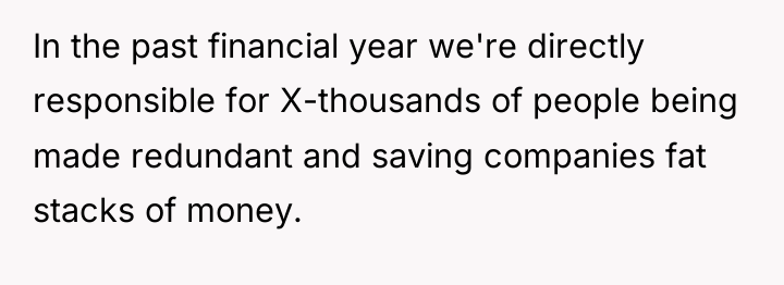 In the past financial year we're directly responsible for X-thousands...