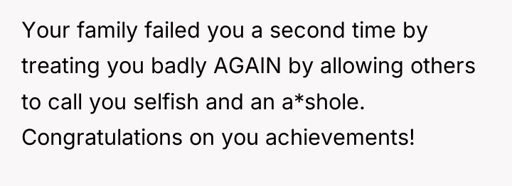 Your family failed you a second time by treating you...