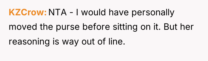 KZCrow NTA - I would have personally moved the purse...