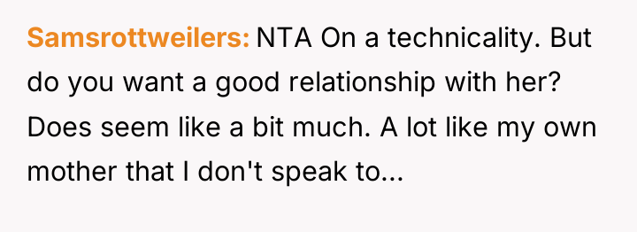 Samsrottweilers NTA On a technicality. But do you want a...