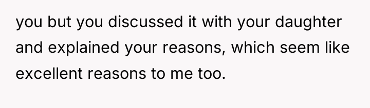 you but you discussed it with your daughter and explained...