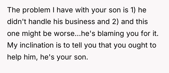 The problem I have with your son is 1) he...