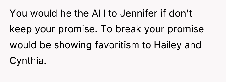 You would he the AH to Jennifer if don't keep...