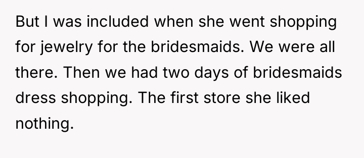 But I was included when she went shopping for jewelry...