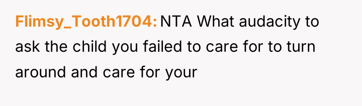 Flimsy_Tooth1704 NTA What audacity to ask the child you failed...