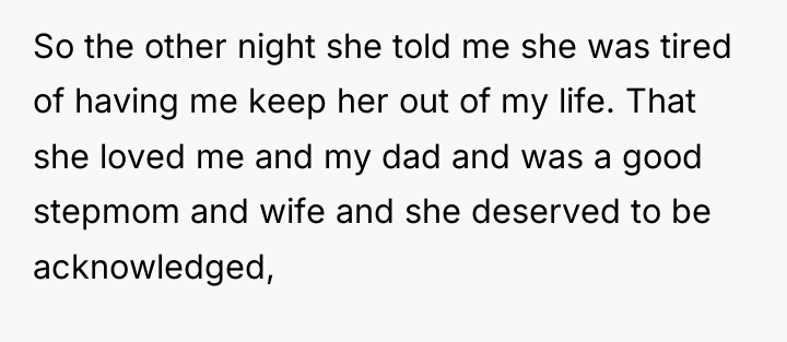 So the other night she told me she was tired...